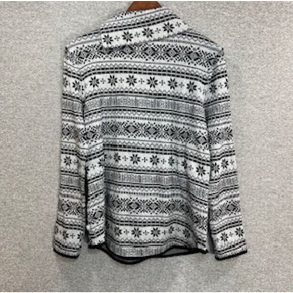 T by Talbots Womens Sweater Tops Medium Black Geometric Design Mock Neck Knit - Picture 7 of 12